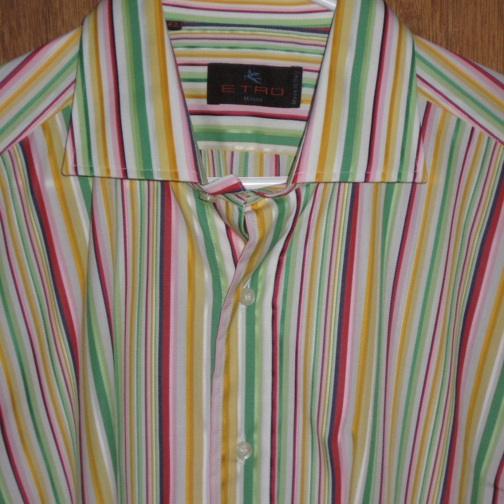 ETRO Milano Striped Large 42 Button Front Italy